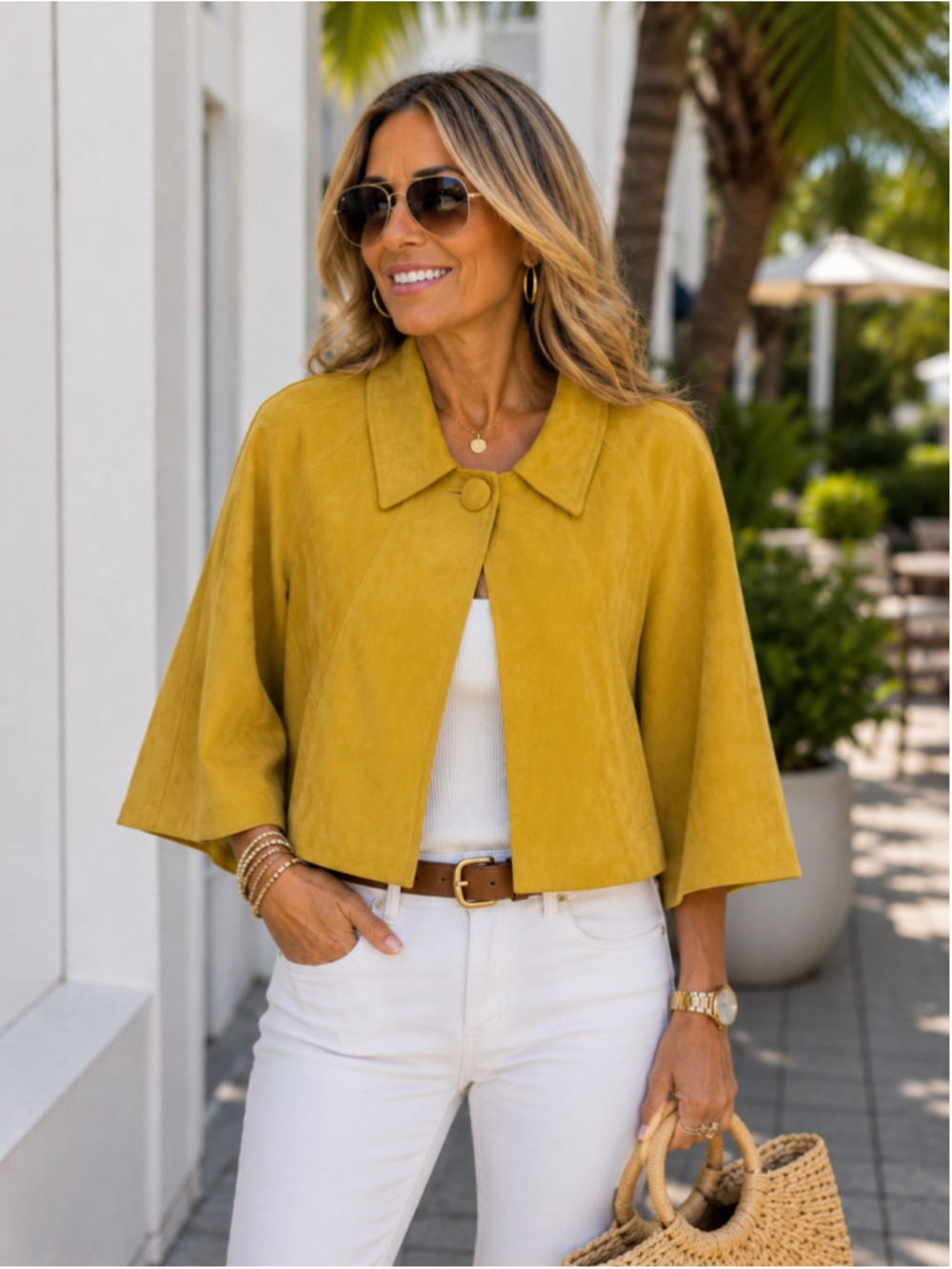 Women's Spiegel Suede Cape Jacket Yellow Size 6